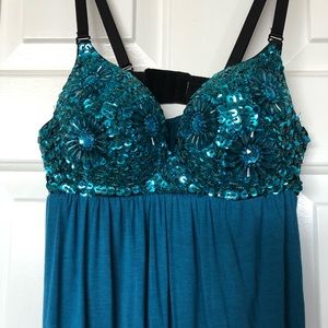 Aqua Teal Sequin Top Love Culture Dress